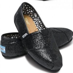 TOMS Black Sparkle Loafer Shoes Size 10